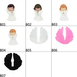1PC Angel Feather Wing Cake Toppers for Baby Shower Mariage Birthday Party Saint Valentin Anniversaire Cake Top Decora Supplies