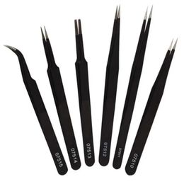 1PC Tweezers de acero inoxidable antiestático Conjuntos para la herramienta de reparación de teléfonos electrónicos Cejas/pestañas de pestañas