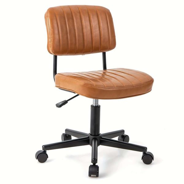 1pc sans accoudoirs en cuir PU réglable pivotant tâche dossier loisirs maison bureau chaise Orange