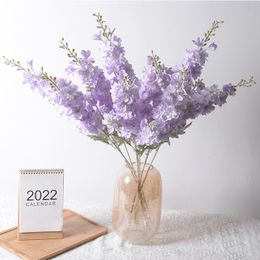 Fleurs artificielles de Simulation de Delphinium, 1 pièce, fausse fleur en soie pour Arrangement de maison, décoration de fête de mariage et de noël