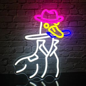 1pc Assassin Duck Neon Sign, pour la décoration murale, CLUB Party Neon Light, Shop Home Chambre Cave Atmosphère LED Neon Light, Lampe murale suspendue Lampes cadeaux d'anniversaire