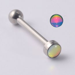 1PC ASTM F136 G23 Titanium Flash Film Tongue Balne Rague époxy Sexy Bling Bling Belle langue Piercing Jewelry 14g