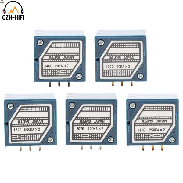 1pc Audio Potentiómetro Japan Alps RK27 estéreo 20K 50K 100K 250K 500K Atenuador de bote de registro para audio AMP DAC Radio Diy Hifi