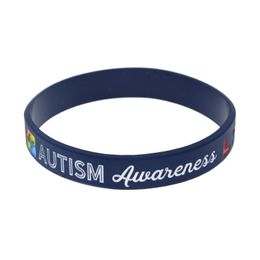 1 pulsera de silicona para concienciación sobre el autismo grabada y rellena de color