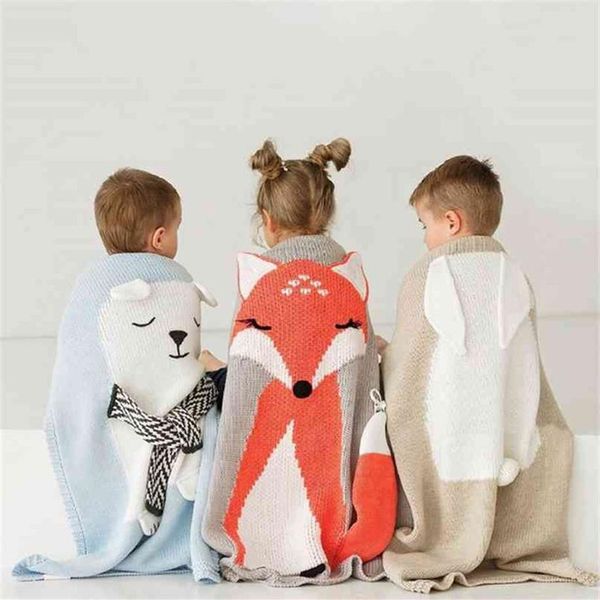 Couverture en coton pour bébé 3D, 1 pièce, lapin chaud, tricot, literie, couette pour lit, poussette, enveloppe pour bébé, accessoire de photographie, 210802278S