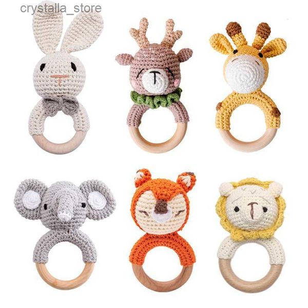 1pc bébé anneau de dentition musique hochets pour enfants Animal Crochet hochet éléphant girafe anneau en bois bébés Gym Montessori jouets pour enfants L230518