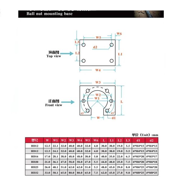 1PC Balls-Scread Nuting Soutrque support support HD16 pour SFU1605 1204 Boulon à billes en aluminium noir ensemble CNC Pièces