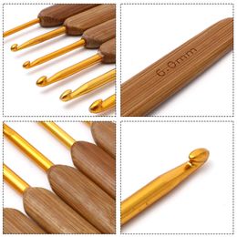 1pc Bamboo Crochet Crochets aiguilles Gold Couleur Gold plusieurs tailles Aiguilles au crochet pour tricot outils de couture DIY Crochet 13,5 cm de long