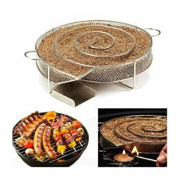 1 PC Barbacoa Caja de humo Generador de humo frío Grill de acero inoxidable Neta de barbacoa para fumar al aire libre