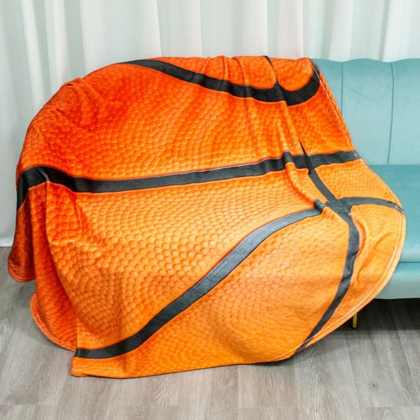 1 unid baloncesto fútbol impresión manta divertida bola franela redonda suave cálido tiro siesta para sofá sofá offi 240304