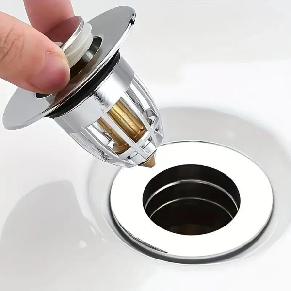 1 tapón de desagüe para fregadero de baño, filtro de tapón de drenaje de rebote de acero inoxidable Universal para lavabo de tipo Push-Up de 1,06 