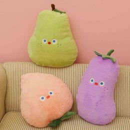 1 st Mooie pluche fruit Persimmon aubergine perzik peer speelgoed super zacht gevulde planten kussen sofa stoel kussen voor ldren cadeau j220729