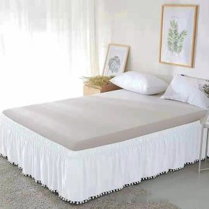 Falda de la cama 1pc envoltura blanca alrededor de camisas de cama elástica sin cama de cama Faldas de cama gemelas/llenas/rey/rey uso hotel #/