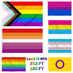 DHL arc-en-ciel drapeau bannière 3x5FT 90x150cm Gay Pride drapeaux Polyester bannières coloré LGBT lesbiennes défilé décoration