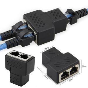 1 st Zwart Ethernet Adapter Lan-kabel Extender Splitter voor Internetverbinding Cat5 RJ45 Splitter Koppeling Contact Modulaire Plug