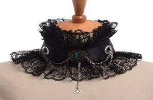 1 st Black Vintage Elizabethan Victoriaanse nek Ruff Cosplay Gem Gear Chain Ruffled Collar Neckwear Cosplay Accessory1563981