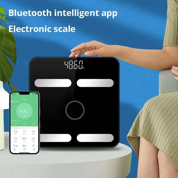 1pc Blackwhite Bluetooth Smart Corpy Scale de graisse charge adulte électronique pesant BMI Analyzer 240419