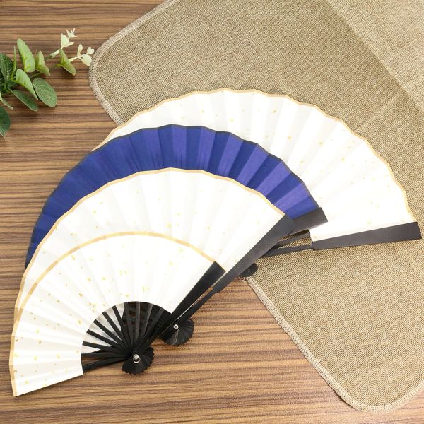 1PC Blank Rice Paper Sprinkle Gold Hand Pliage Stage Fan Diy Child Graffiti Painting Artists Dance Photo Accessoires Summer Cool Tools