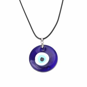 Collier avec pendentifs mauvais œil en verre bleu, 30mm, pour femmes et hommes, yeux turcs, ras du cou porte-bonheur, accessoires bijoux, 1 pièce