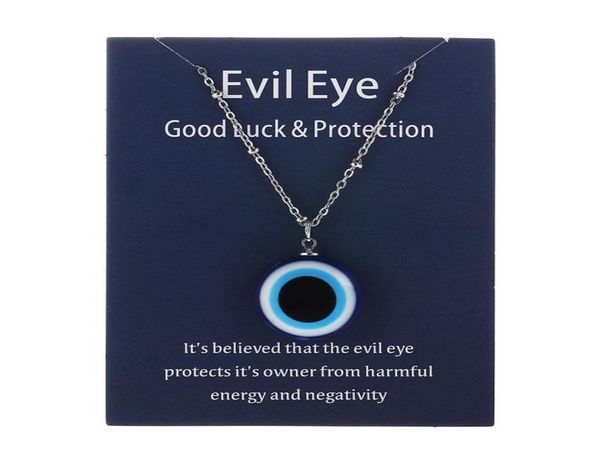 1pc Blue Glass Evil Eye Pendants Collier pour femmes hommes Collier de dinde