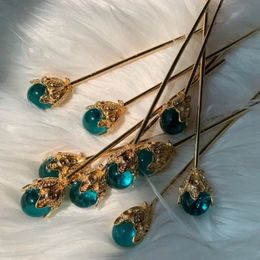1 pieza de placa de garra de pelo azul, tocado con horquillas, adornos, clips de estilo antiguo para horquillas para el cabello, palos chinos