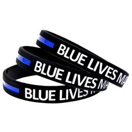 1 st Blue Lives Matter Silicone Rubber Polsband Soft en Flexible Black Adult Size Classic Decoration Logo2181