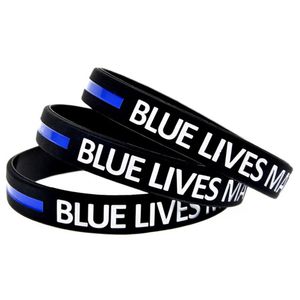 1 ST Blue Lives Matter Siliconen Rubber Polsband Zacht en Flexibel Zwart Volwassen Grootte Klassieke Decoratie Logo256x