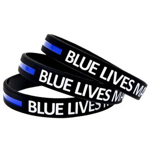 Bracelet en caoutchouc de Silicone Blue Lives Matter, doux et Flexible, noir, taille adulte, décoration classique, Logo 1860, 1 pièce