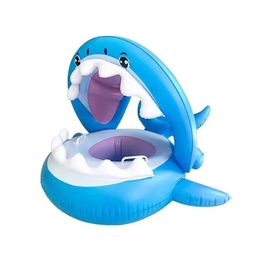 1pc Blue de requin bleu anneau de siège épaissi en PVC natation avec une piscine de plage solaire flottante 240506