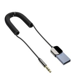 1 st Bluetooth aux adapter dongle USB tot 3,5 mm jack car audio aux Bluetooth 5.0 HandsFree Kit voor auto -ontvanger BT -zender