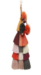 1PC Bohemian Sac à main pendentif pour femmes accessoires Charme Pompom Keychain multicolore avec cadeau à glands pour Summer7593195