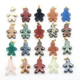 1PC Boy Girl Natural Crystal Character Semi-Impecious Stones for Diy Earring Necklace Sieraden Accessoires Healing Energy Ornament