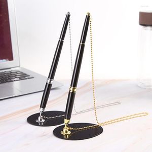 1 pc merk Sticky Desk Pennen met ketting vaste bank teller pen metaal handtekening voor kantoor el