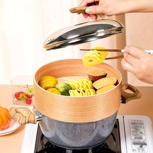 Cuiseur à lait pour petit déjeuner, grille de cuisson à la vapeur en bois, Mini cuiseur vapeur, poêle multifonctionnelle, ustensiles de cuisine, ustensiles de cuisine, marmite à usage unique, cuiseur vapeur en pierre de riz 1 pièce