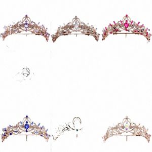 1pc Bridal Crown Tiara Alloy Black Vintage Baroque Rhinest Crystal Wedding DR Actices Performance Performance Hair Acories A2cu #