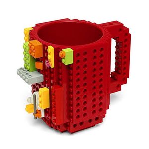 1PC Build-on Brick Mug Building Blocs Cake Cake DIY Bloc drôle Tug Portable Drinkware Brinking Mug 12Oz 4 Couleurs