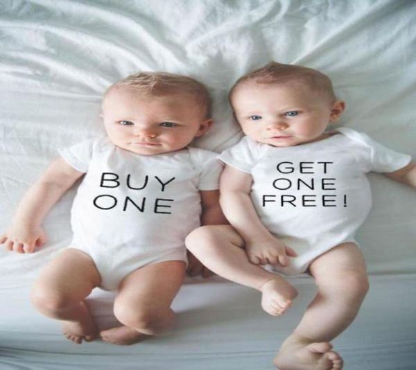 Barboteuse en coton pour bébés jumeaux, 1 pièce, achetez-en un, obtenez-en un, nouveau-né, garçons et filles, vêtements pour bébés jumeaux, imprimé amusant, 9957464