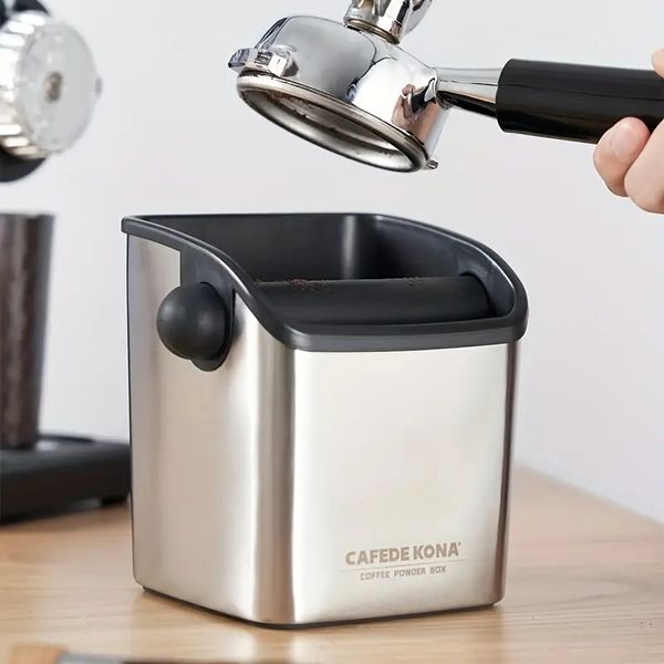1pc CAFEDE KONA Coffee Shaker/Home Semi-automatic Coffee Maker Powder Grounds Box/Seau à marc de café en acier inoxydable (700 ml)