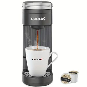 Cafetière à capsules 1 pc, mini machine à café moulue, préparez un délicieux café en quelques secondes avec la cafetière à une seule portion CHULUX, infusion rapide de 12 oz