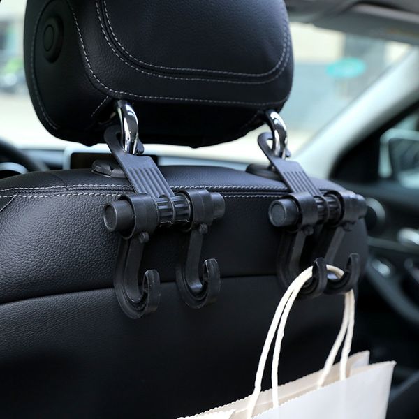 Appui-tête de siège arrière de voiture, 1 pièce, Double cintre, crochets, Clips pour sac en tissu, épicerie, accessoires d'intérieur Automobile, articles de voiture