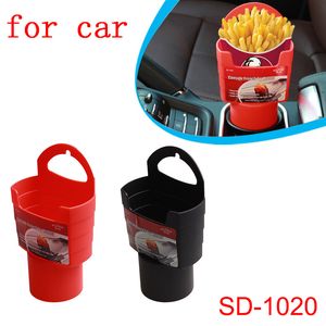 1pc Coche French Fries Holder Food Drink Soporte de Taza de Taza de Alimentación PP Caja de almacenamiento Viaje Cubo Comer en el automóvil Rojo / Negro