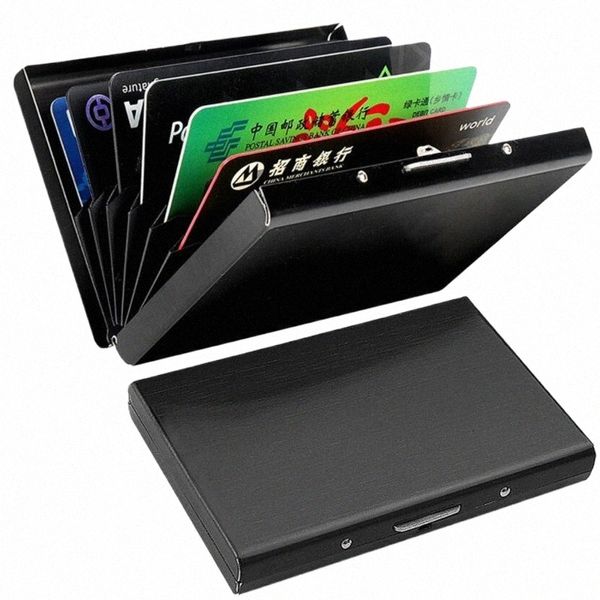 1 PC Soporte de tarjeta Hombres Rfid Bloqueo de aluminio Metal Slim Billet MEY Bag Anti-Scan Corto de tarjeta de crédito Caja delgada Willet Male Pequeña K07F#