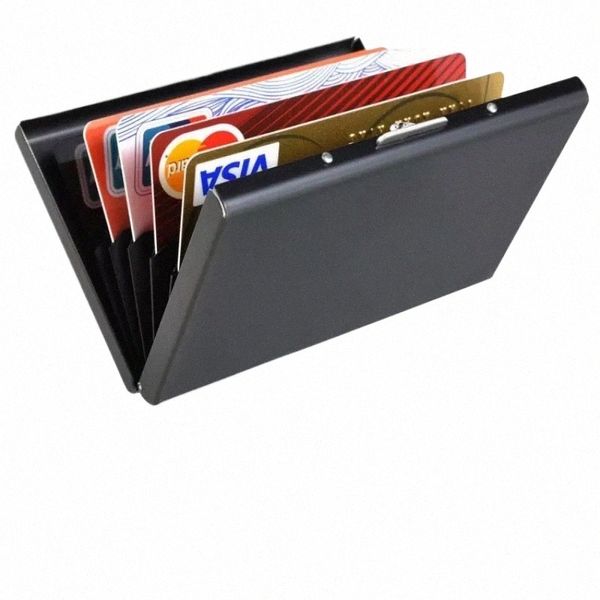 1PC Carte Hors Men RFID Blocking Blocking Aluminium Metal Slim Portefeuille Mey Sac Anti-Scan Create Card Case Thin Small Male Wallet P2NL #