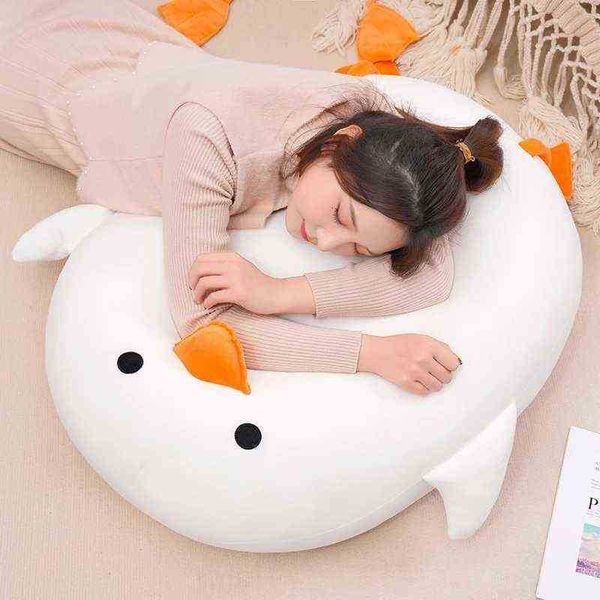 1Pc dessin animé moelleux gros canard oreiller en peluche jouet mignon cochon poupée filles lit tenant une poupée endormie oreiller rond poupée J220729