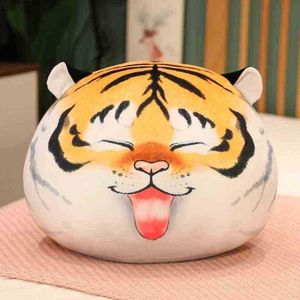 1Pc dessin animé Kawaii en peluche gros tigre câlin Animal tigre boule ronde en forme d'oreiller mignon ldren cadeau de noël J220729