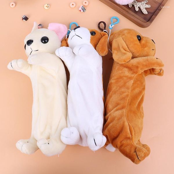 1Pc dessin animé peluche crayon boîte chien sac enfants papeterie cheveux dorés Labrador Chihuahua frontière Animal