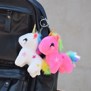 1PC dessin animé licorne poupée porte-clés licorne en peluche douce peluche populaire Animal cheval jouet petit porte-clés pendentif pour enfants filles