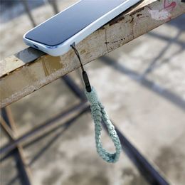 1PC Mobiele telefoonriempjes Charms Nieuwe Katoenen Touw Geweven Polsbandje Sleutelhanger DIY Ornament Gehaakte Sleutelriem Lanyard Anti-verloren Mode Mobiele Keten