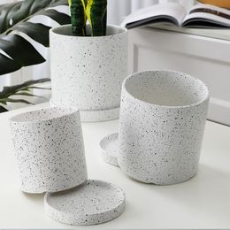 1PC Pot de fleur en céramique avec plateau de rangement de rangement en marbre motif de plante Plante Pottes nordiques pour les fleurs Décoration de la maison du jardin