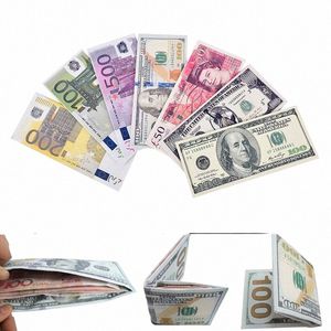 1pc Chic Unisex Heren Dames Valutabiljetten Patroon Pond Dollar Euro Portemonnee Portefeuilles Speciale Portemonnee h2st #